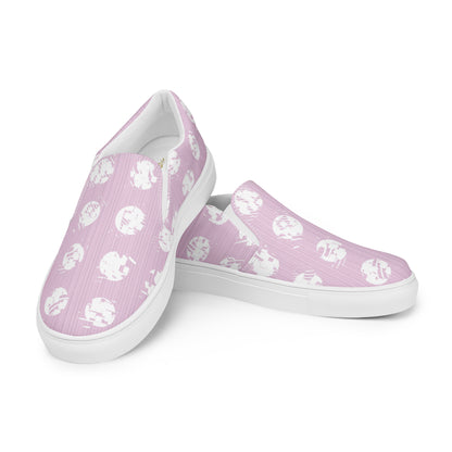 Women’s White Polka Dot Pink Slip-On Canvas Shoes