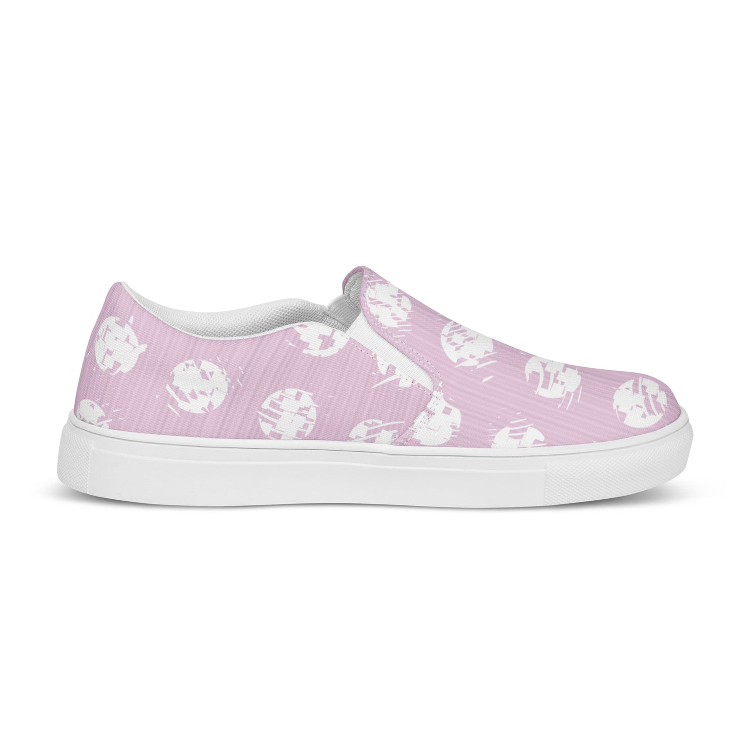 Women’s White Polka Dot Pink Slip-On Canvas Shoes